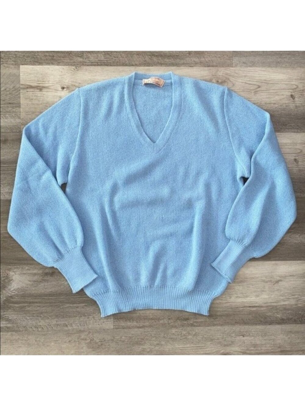 VTG Maus Hoffman 100% Alpaca Knit Sweater Baby Blue Balloon Sleeves 40 M / L